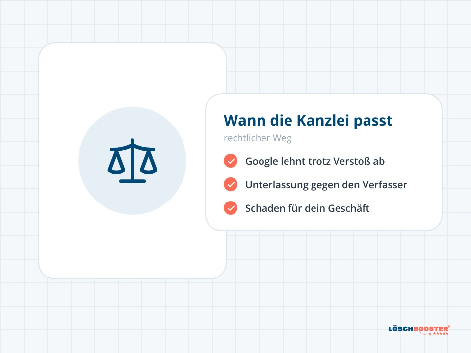 Waage als Symbol für den rechtlichen Weg mit Kanzlei